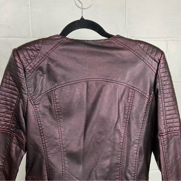 The Fillmore Faux Leather Dual Zipper Moto Jacket SMALL Iridescent‎ Purple Biker - Picture 5 of 13